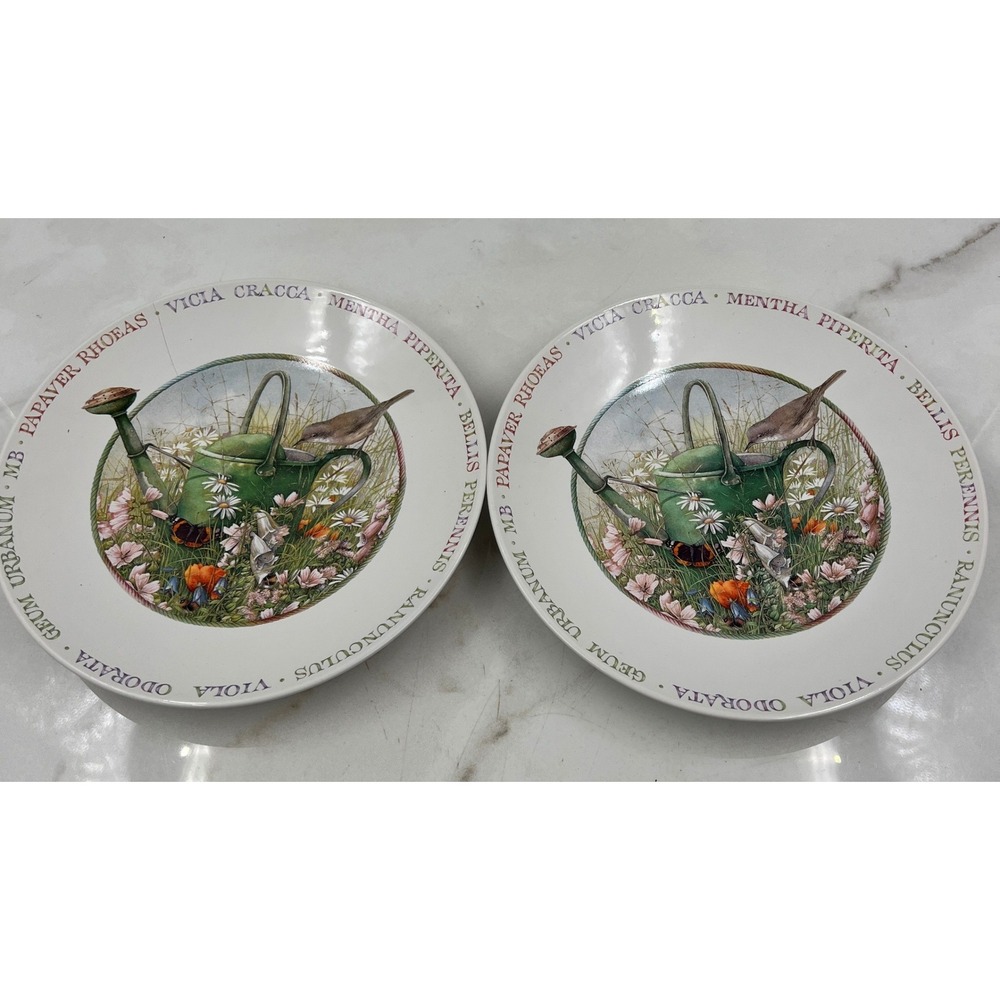 Marjolein Bastin Wildflower Meadow Salad Dessert Plates Set of 2 Bird Nature 8"